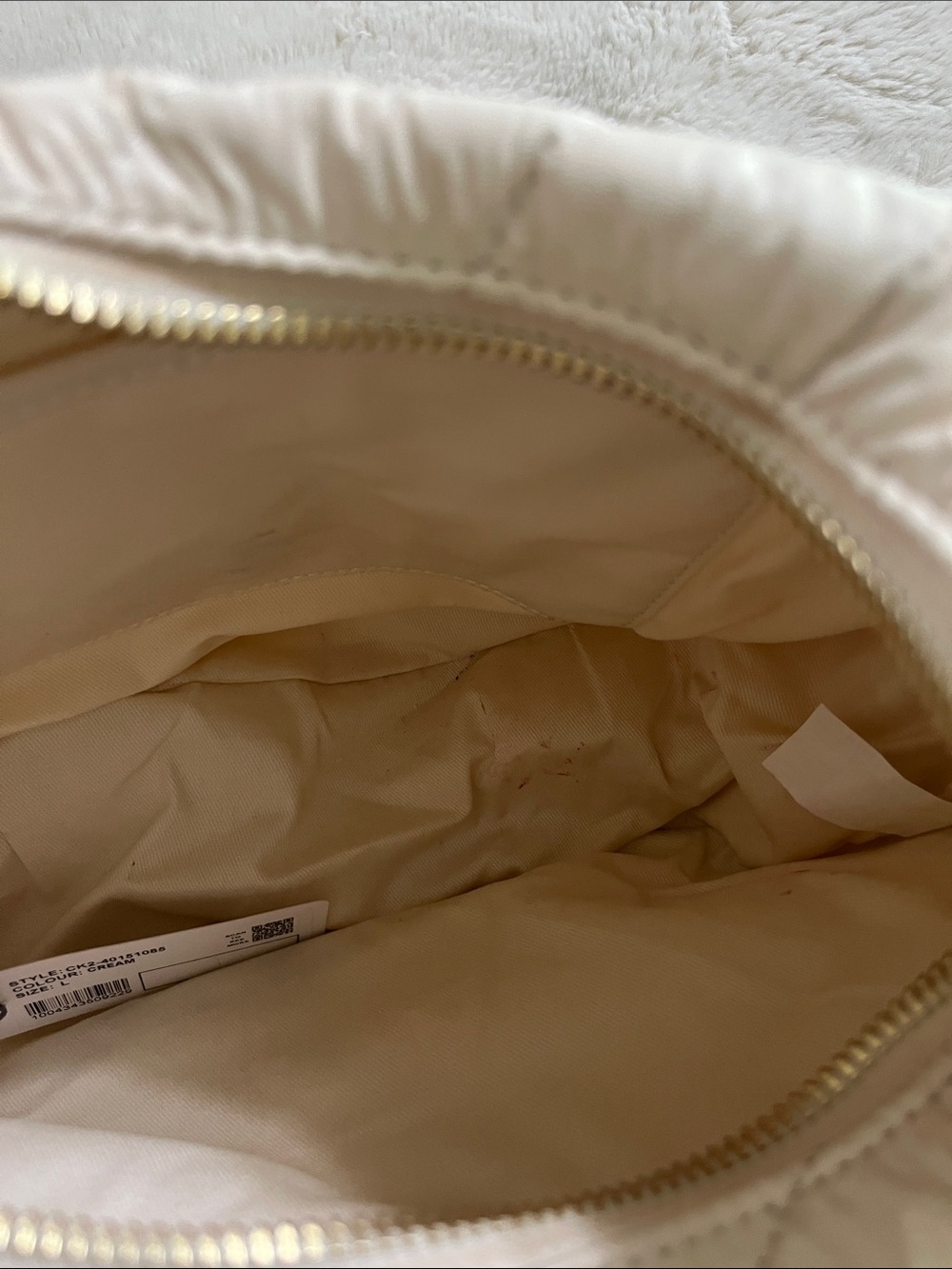 Charles & Keith Cream Quilted Crescent Bag with Gold Chains - Picture 8 of 9